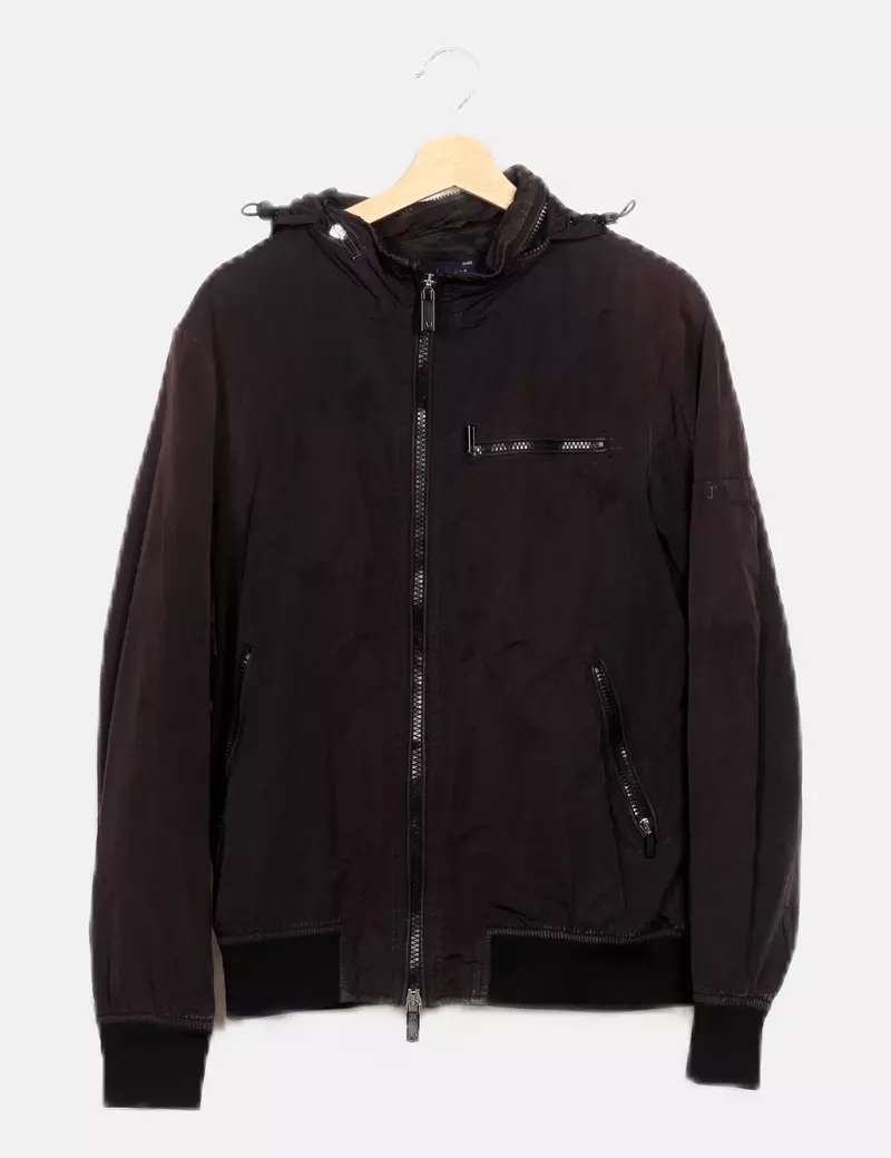 Black casual Armani Jeans waterproof coat.